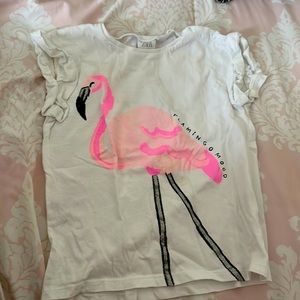Zara girls flamingo top, size 4-5